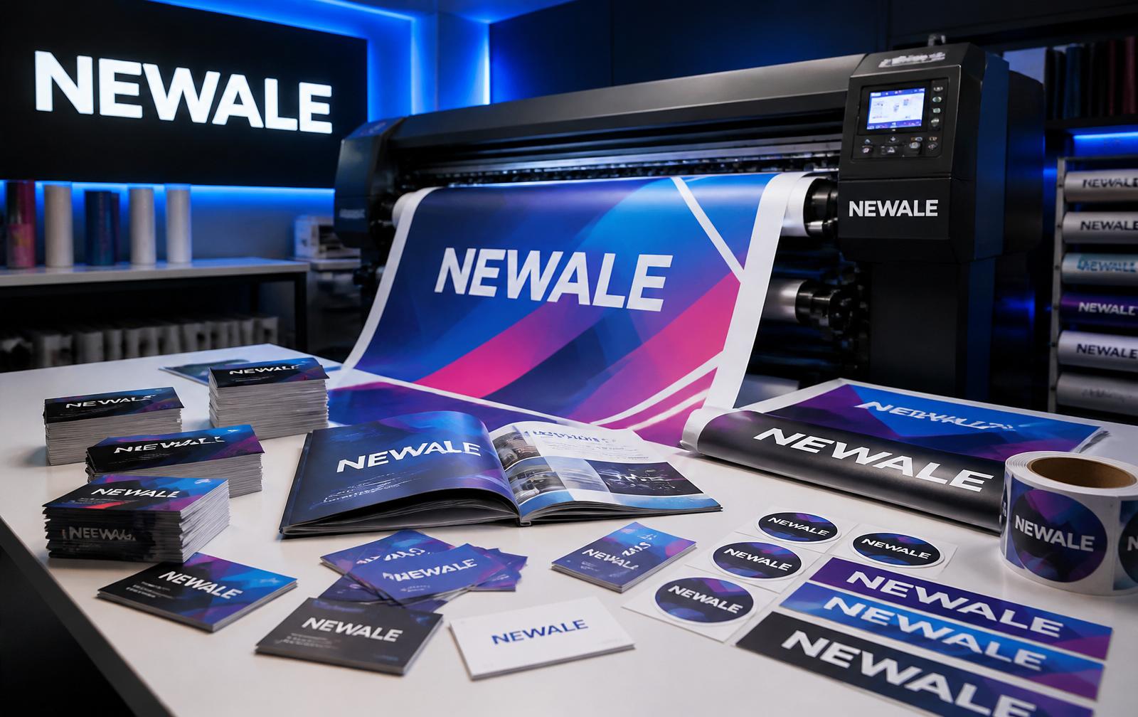Large-format printer producing a vibrant banner with printed collateral